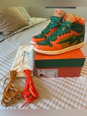 Reven Green & Orange High-Top Sneakers